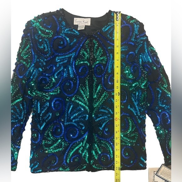 Laurence Kazar Vintage Beaded Silk Sequin Jacket 80s Glam Medium - Picture 8 of 10